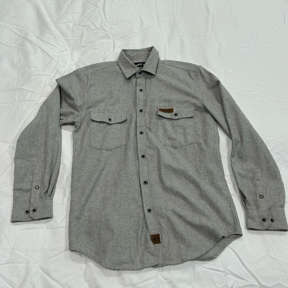 Ballast Point Brewing Co Gray Wool Blend Flannel Button Up Shirt Men's XS